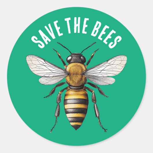 Sticker Rond Save the Bees Green (Devant)