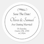 Sticker Rond Save The Date - Black & White with Infinity Scroll (Devant)