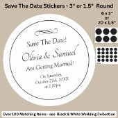 Sticker Rond Save The Date - Black & White with Infinity Scroll