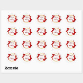 Sticker Rond Save the Date, Personalized Wedding Red Hearts  (Feuille)