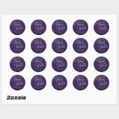 Sticker Rond Save the date | Points d'argent et pourpre | Perso (Feuille)