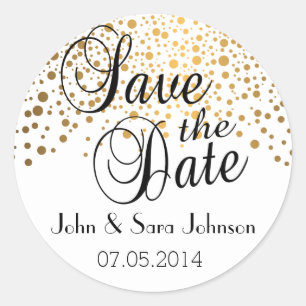 Sticker Rond Save the date   Points d'or   Personnaliser