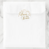 Sticker Rond Save the date | Points Gold Confetti (Sac)