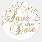 Sticker Rond Save the date | Points Gold Confetti (Devant)