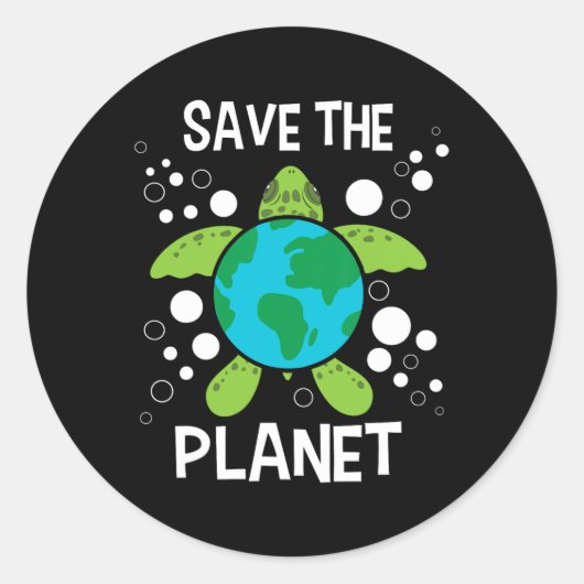 Sticker Rond Save the Planet - Protection De l'environnement Ea (Devant)
