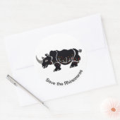 Sticker Rond Save the RHINOCEROS - Conservation -Afrique (Enveloppe)