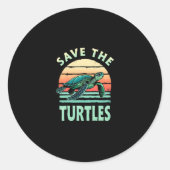 Sticker Rond Save The Turtles Animal Turtle Pet Lover (1) (Devant)