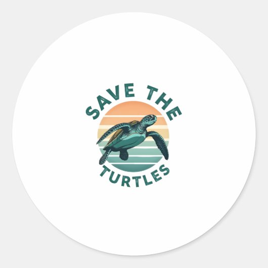 Sticker Rond Save The Turtles Animal Turtle Pet Lover (1) (Devant)