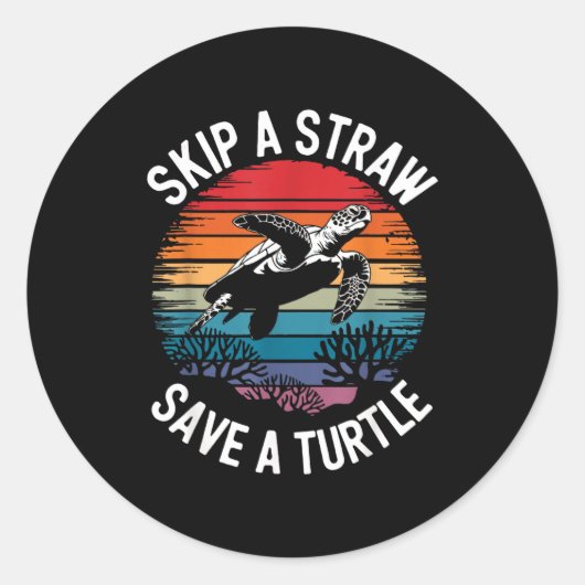 Sticker Rond Save Turtles Sea Ocean Turtle Shirt (Devant)
