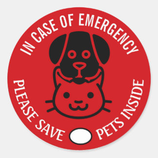 Sticker Rond SAVE YOUR PET IN EMERGENCY! Alert First Responders