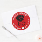 Sticker Rond SAVE YOUR PET IN EMERGENCY! Alert First Responders (Enveloppe)
