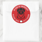 Sticker Rond SAVE YOUR PET IN EMERGENCY! Alert First Responders (Sac)