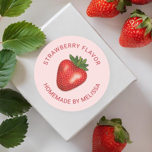 Sticker Rond Saveur de produit maison de fraise rouge