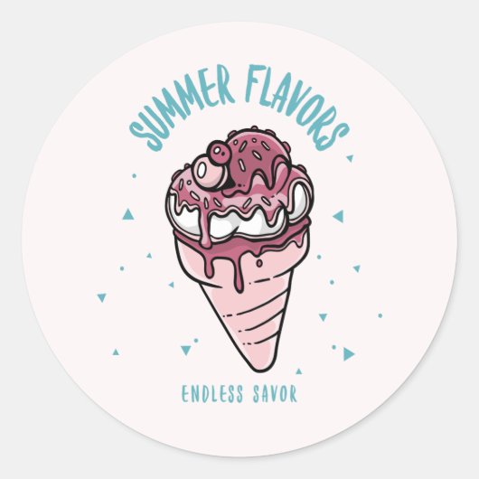 Sticker Rond Saveurs d'été goutte-à-goutte glace (Devant)