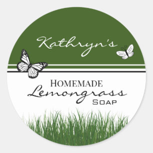 Sticker Rond Savon à la citronnelle maison personnalisé