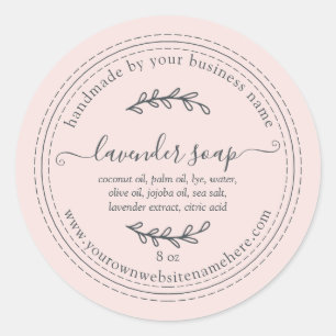 Sticker Rond Savon à la Lavande Artisanal Rustique Rose Pâle