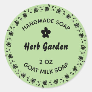 Sticker Rond Savon Artisanal Couronne de Fleurs Rustique Herbie