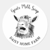 Sticker Rond Savon au Lait de Chèvre Ferme Drôle Chèvre Hurle (Devant)