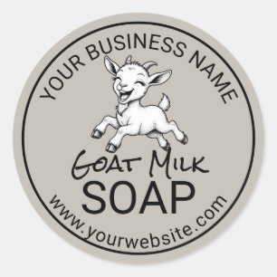 Sticker Rond Savon au Lait de Chèvre Happy Handmade Animal de F