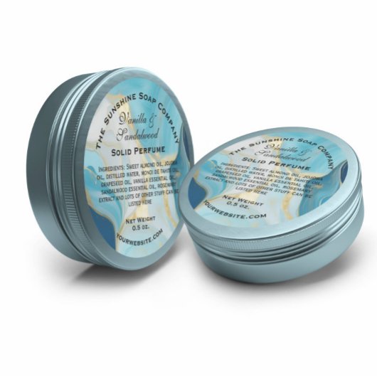 Sticker Rond Savon bleu et Faux Gold Marble cosmétique