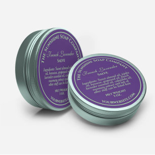 Sticker Rond Savon cosmétique texte vert violet foncé de style