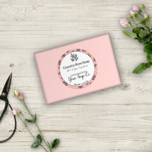 Sticker Rond Savon d'artiste Rose et Feuille confit