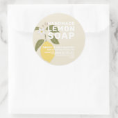 Sticker Rond Savon de citron artisanal moderne Botanique Antiqu (Sac)
