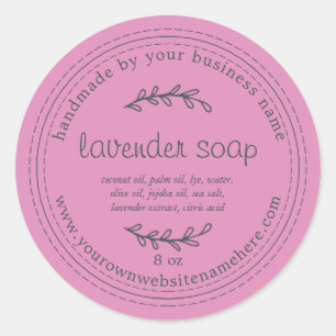 Sticker Rond Savon de lavande à main rustique Fuchsia rose