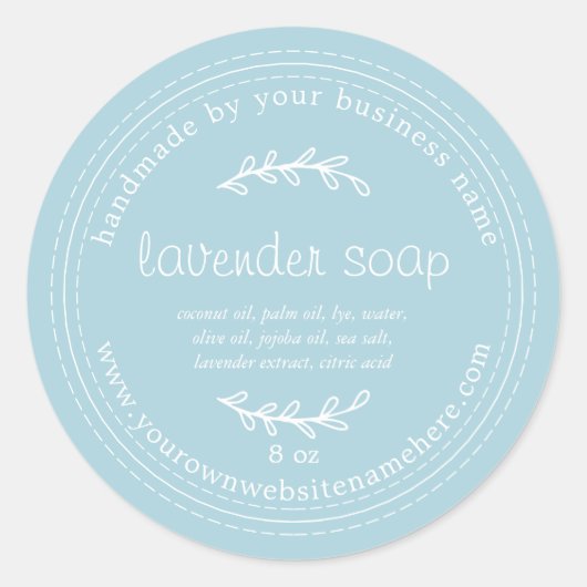 Sticker Rond Savon de lavande artisanale rustique Pastel Blue G (Devant)