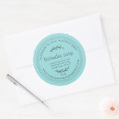 Sticker Rond Savon de Lavande fait main rustique bleu turquoise (Enveloppe)