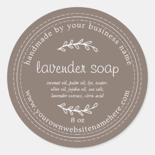 Sticker Rond Savon de Lavande Rustique fait main Brown