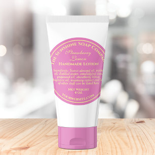 Sticker Rond Savon de style vintage rose avec texte jaune cosmé