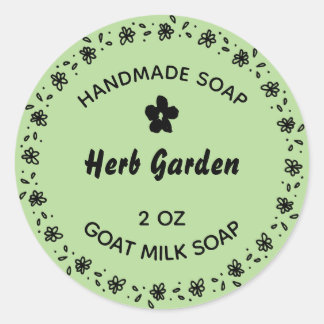 Sticker Rond Savon fait maison Fleur rustique Wreath Country He