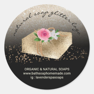 Sticker Rond Savon Faits Maison Naturel Bio Spa Or