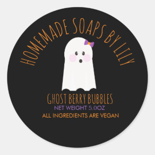 Sticker Rond Savon fantôme Halloween fait maison Entreprise