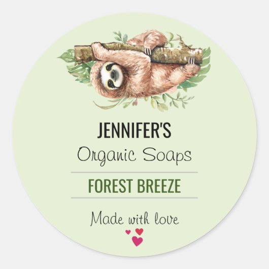 Sticker Rond Savon Feuille doux et doux à l'aquarelle (Devant)