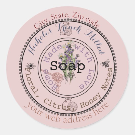 Sticker Rond savon français mauve (Devant)