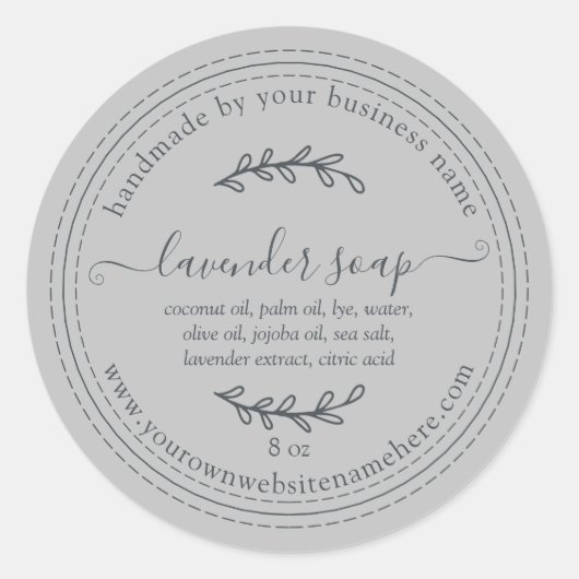 Sticker Rond Savon gris à la lavande fait main rustique (Devant)