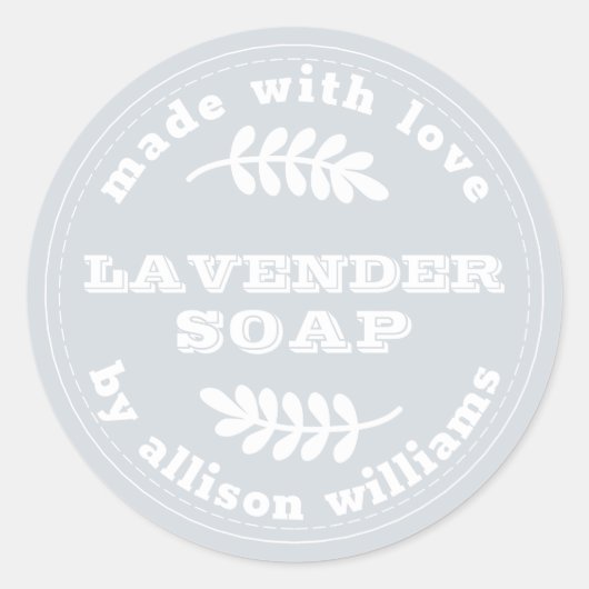 Sticker Rond Savon Lavande Personnalisé Pastel Blue (Devant)