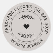 Sticker Rond Savon rustique de verdure fait main (Devant)