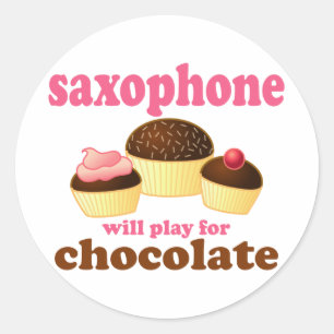 Sticker Rond Saxophone au chocolat amusant
