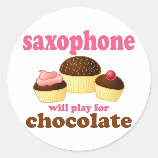 Sticker Rond Saxophone au chocolat amusant (Devant)