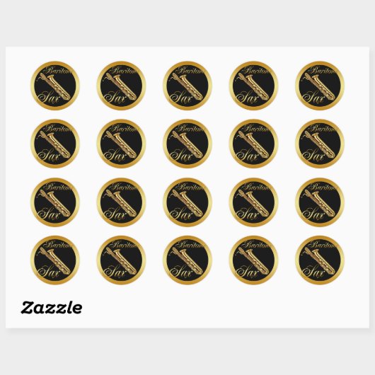 STICKER ROND SAXOPHONE BARITONE (Feuille)