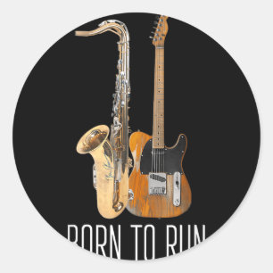Sticker Rond Saxophone musical amplifié pour guitare de Born to