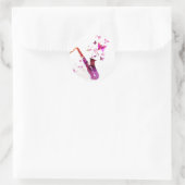 Sticker Rond Saxophone musique mignonne et papillons (Sac)