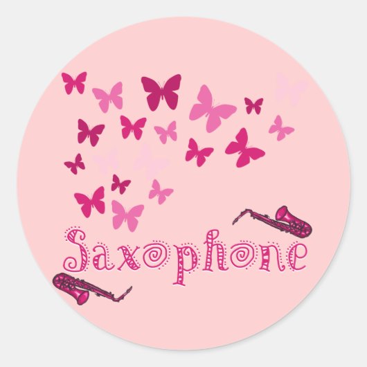 Sticker Rond Saxophone papillon (Devant)