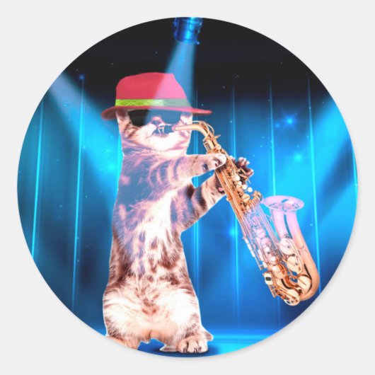 Sticker Rond Saxophoniste (Devant)