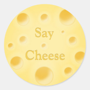 Sticker Rond "Say Cheese" Personnalisable Cute Holey Fromage Su