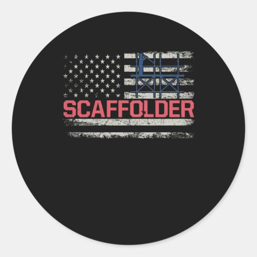 Sticker Rond Scaffolder USA Drapeau fabricant échafaudage (Devant)