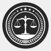 Sticker Rond Scales noires et blanches classiques de justice |  (Devant)